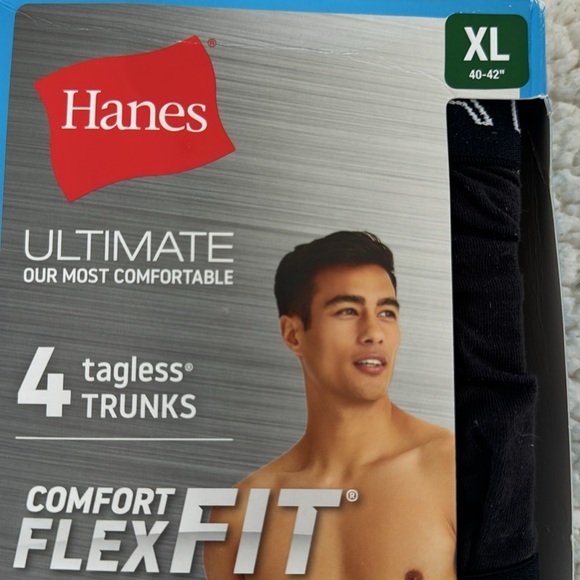 Hanes Men’s Ultimate Tagless Trunks Comfort Flex Fit Box of 4 Sz XL - Picture 6 of 8